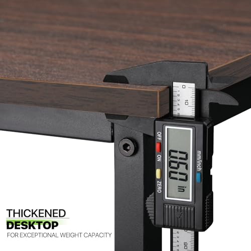 Magshion 47 Inch Computer Desk, Computer Desk with Shelves, Home Office Writing Desk, PC Table withe 2 - Tier, Black Metal Frame, Rustic Brown