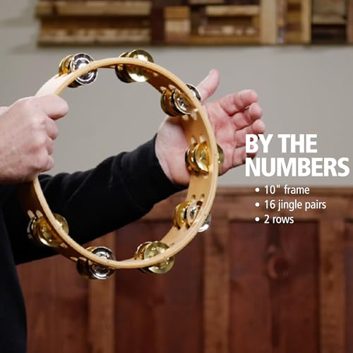 Meinl Percussion Traditional Tambourine with Nickel Plated Steel and Solid Brass Jingles, Double Row-NOT Made in China-Super Natural Wood Finish, 2-Year Warranty (TA2M-SNT)