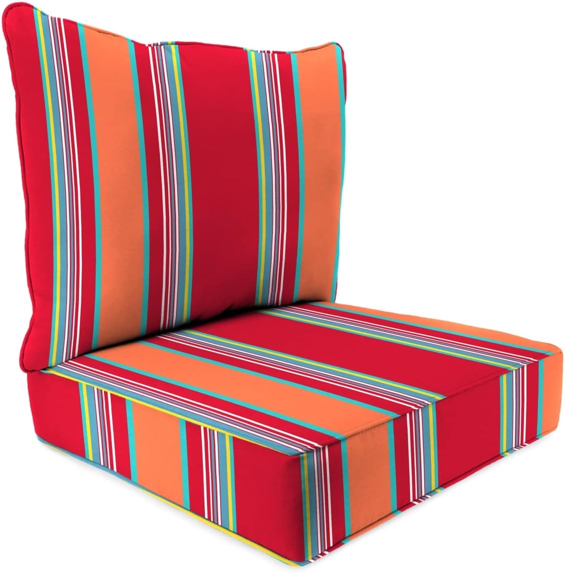 9740PK1-6427D 24 x 24 in. Mulberry Striped Square Outdoor Deep Seating Patio Seat & Back Cushion Set Red - 2 Piece