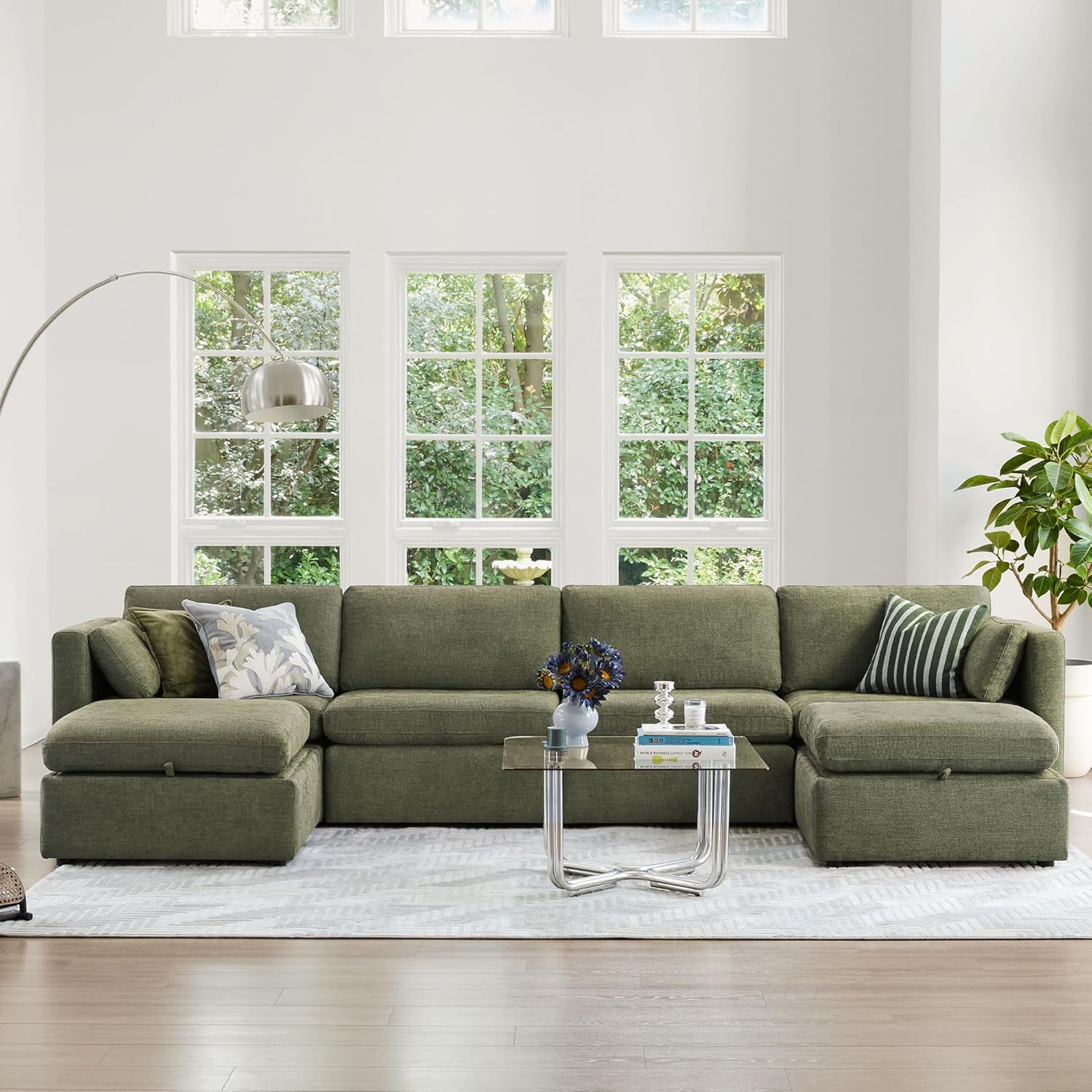 CHITA Sectional Modular Sofa Fabric Swatch, Linen, Grey, Blue, Terracotta, Moss Green Included
