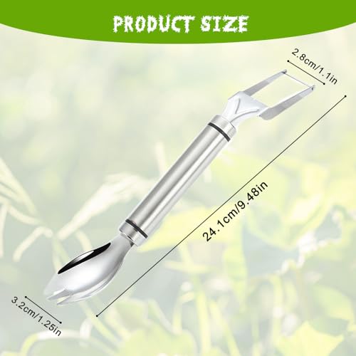 2-in-1 Stainless Steel Fruit Cutter, 2024 New Watermelon Fork Slicer Cutter Dual Head Fruit Forks Slicer, Watermelon Cutter Tool Summer Fruit Cutting Fork for Home Kitchen Camping (1, silver)