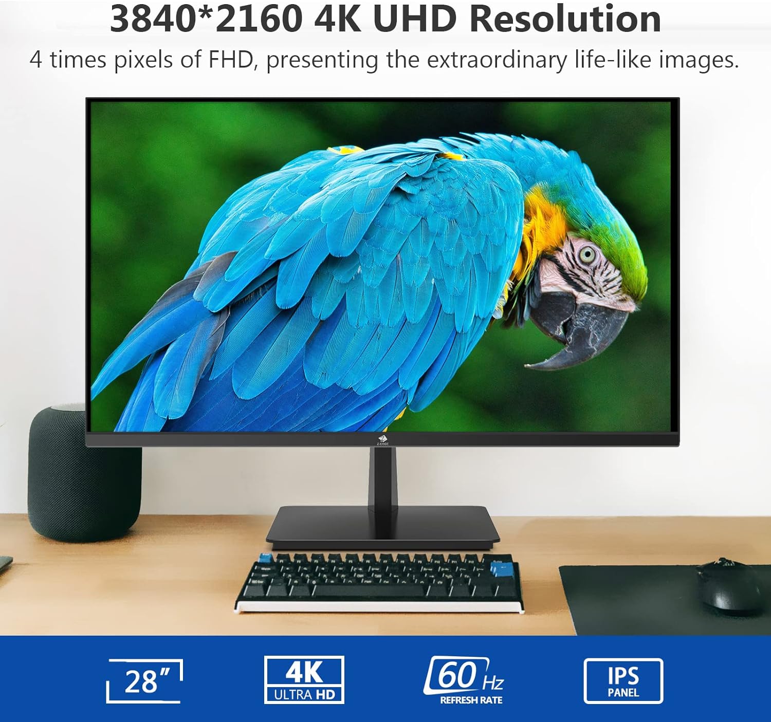 Z-Edge Business Monitor and Gaming Monitor Bundle [24-inch & 28-inch 2 Pack], 1920x1080P+4K Resolution LED Backlight Monitor, with 180Hz(UG24)/75Hz(U28I4K) Refresh Rate, Built-in Speakers, DP+HDMI