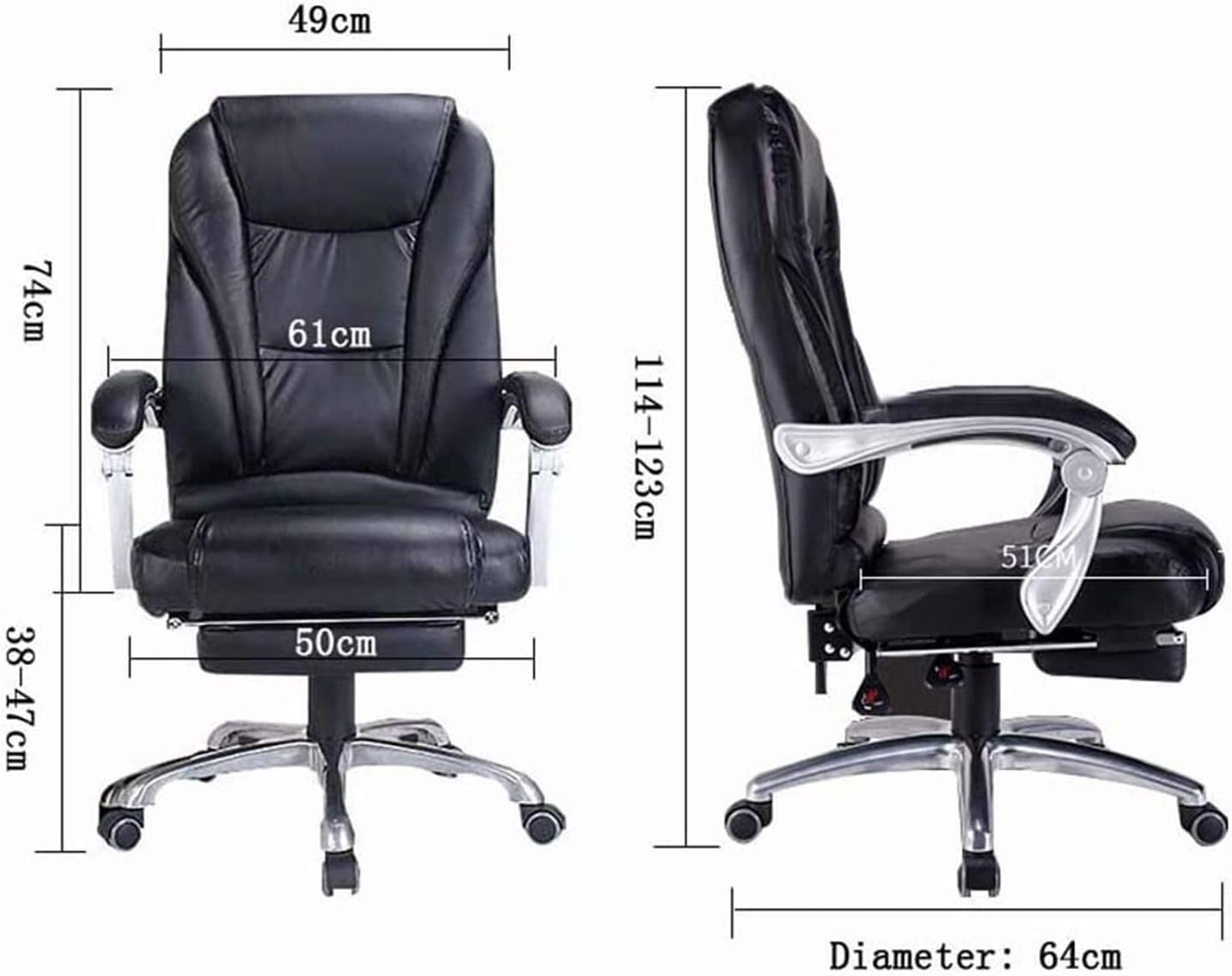 Boss Chair High Back Office Chair Computer Desk Chair 360° Swivel Task Chair with Arms and Footrest PU Leather Ergonomic Office Chairs Black