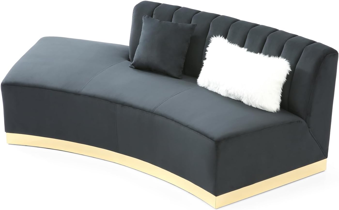 Brentwood Armless Velvet Curved Sofa in Black PF-G0433-SCH