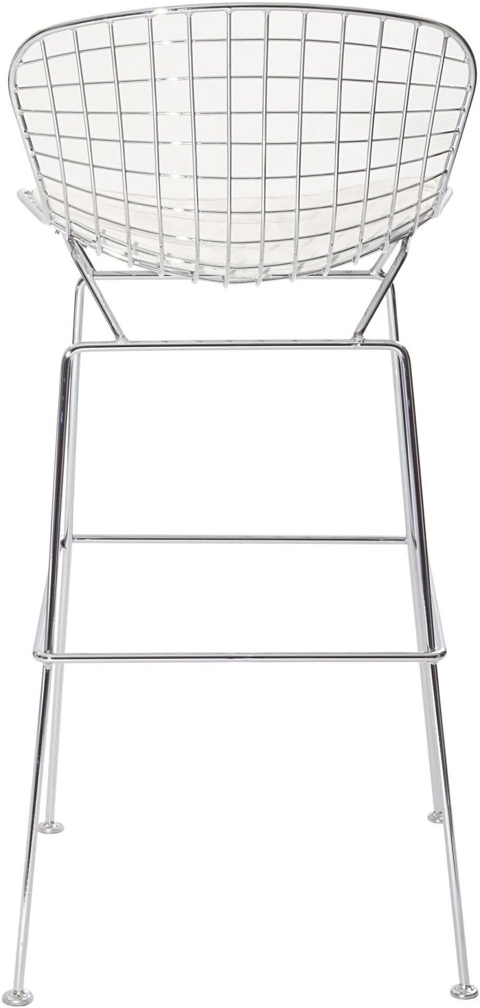 Modway CAD Modern Wire Frame Faux Leather Upholstered Counter Bar Stool in White