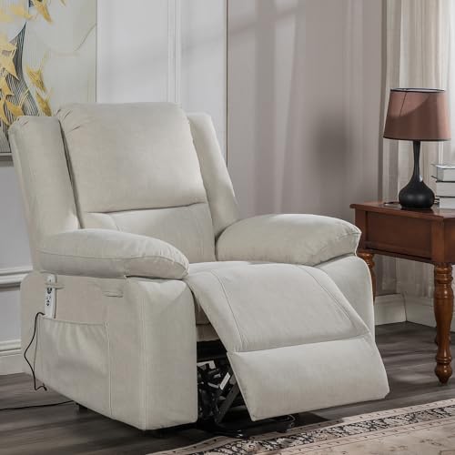 STARSKY Power Lift Recliner Chair Recliners for Elderly with Heat and Massage Recliner Chair for Living Room Electric Single Sofa Seat with Side Pocket and USB Charge Port (Brown)