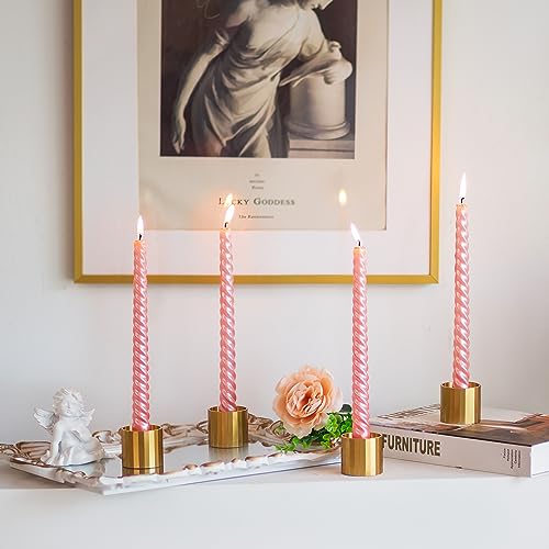 Sziqiqi Gold Metal Candle Stick Candle Holder - Tapered Candle Stand with an Aged Aluminium Finish Decorations for Fall 6 Pieces Table Centerpiece for Wedding Bathroom Fireplace Mantle