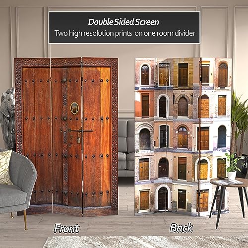 Oriental Furniture 6 ft. Tall Double Sided Doors Canvas Room Divider 4 Panel