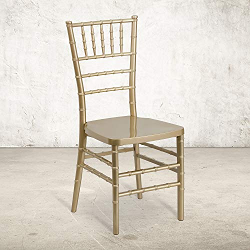 EMMA + OLIVER Gold Resin Stacking Chiavari Chair