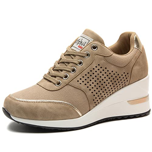 Cestfini Black High Heel Wedge Sneakers for Women Dressy Fashion Platform Sneakers Hidden Wedge Sneakers Tennis Shoes