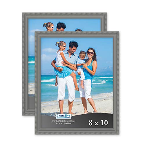 Icona Bay 8x10 Picture Frames (White, 2 Pack), Beautifully Detailed Molding, Contemporary Picture Frame Set, Wall Mount or Table Top, Inspirations Collection