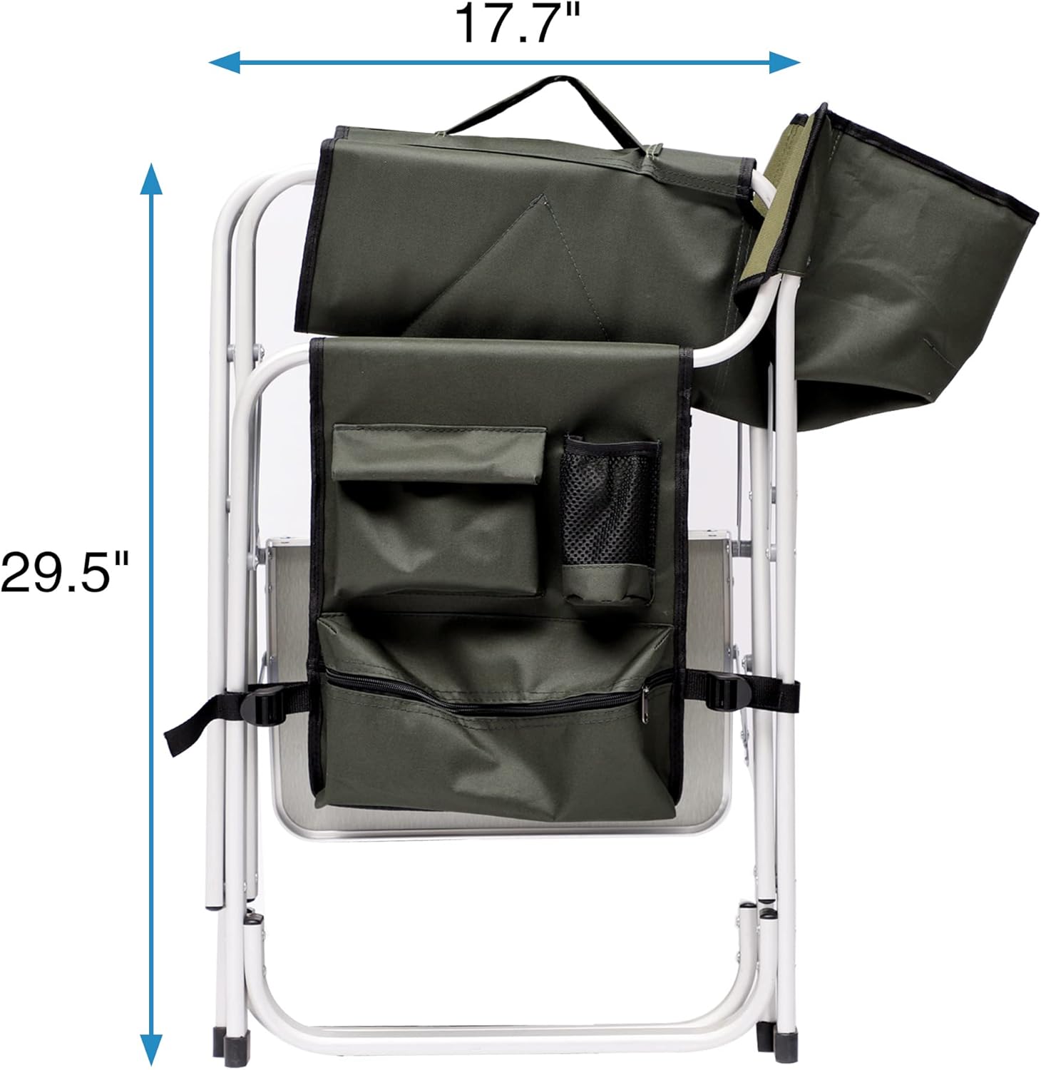 2-Piece Padded Folding Outdoor Chair with Side Table and Storage Pockets,Lightweight Oversized Directors Chair for Indoor, Outdoor Camping, Picnics and Fishing,Green