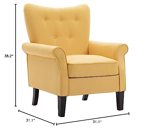 Artechworks Tufted Upholstered Accent Arm Chair with Tech Cloth(Leathaire), Love Shape Single Sofa Club Chair for Living Room, Bedroom, Home Office, Reading/Hosting Room,Blue Color