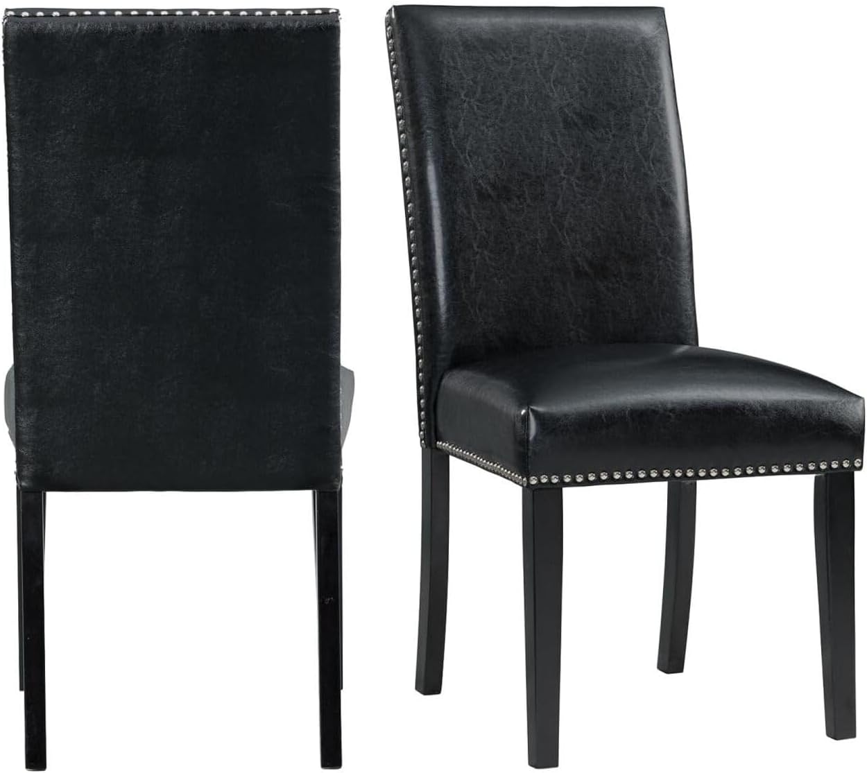 Renaissance RomanceFaux Leather Side Chair Set in Black, 25