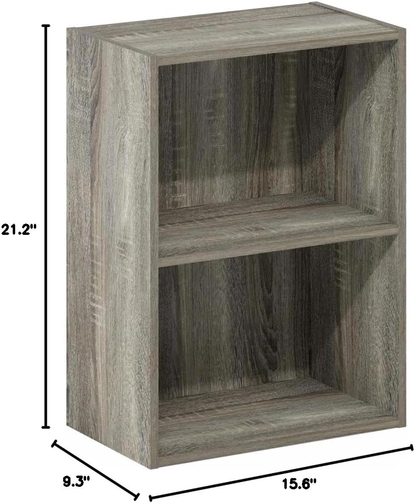 Luder 2-Tier Open Shelf Bookcase French Oak