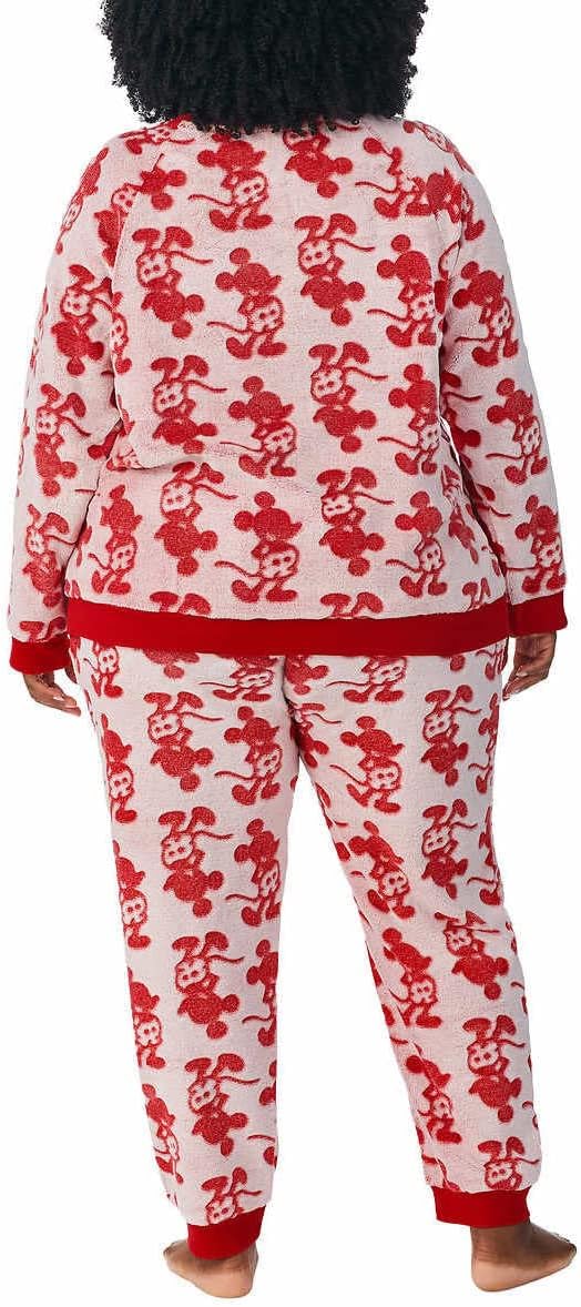 Disney Womens 2-Piece Fleece Jogger Lounge Set (Mickey Mouse Red, Small)