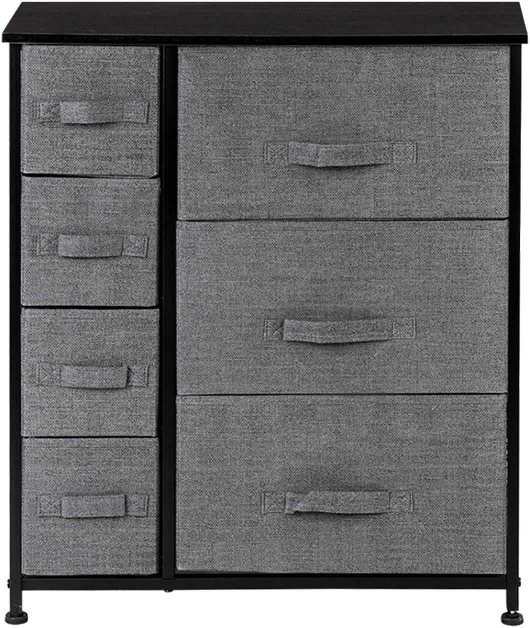 Dresser with 7 Drawers - Furniture Storage Tower Unit for Bedroom, Hallway, Closet, Office Organization - Steel Frame, Wood Top, Easy Pull Fabric Bins, Grey(11.87