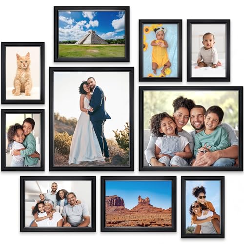 Icona Bay Combination White Picture Frames Set - 10 PC (Five 4x6, Three 5x7, Two 8x10), Classy Contemporary Style, Maestro Collection for Wall Gallery