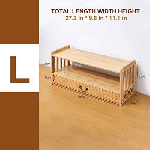 Bamboo 3-Tier Altar Table with Drawer – Oriental Style Meditation Coffee Table for Spiritual Puja & Living Room Storage Cabinet