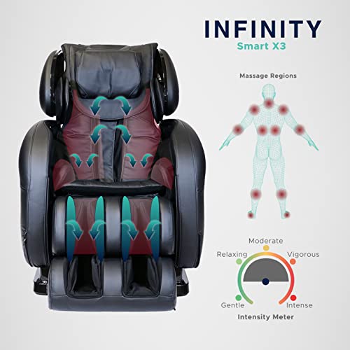 Infinity Smart Chair X3 3D/4D Massage Chair with S-Track Reclining, Spinal Decompression Stretch, Bluetooth Audio Compatibility, Lumbar Heat, Chromotherapy, and Reflexology Foot Rollers, (Black)