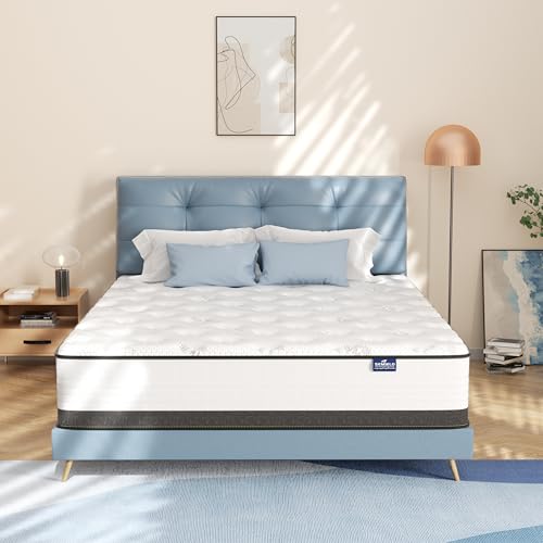 Full Size Mattress, 10 Inch Full Mattress in a Box, Hybrid Mattress with Memory foam and Pocketed Coils for Breathable and Durable Support, CertiPUR-US Certified