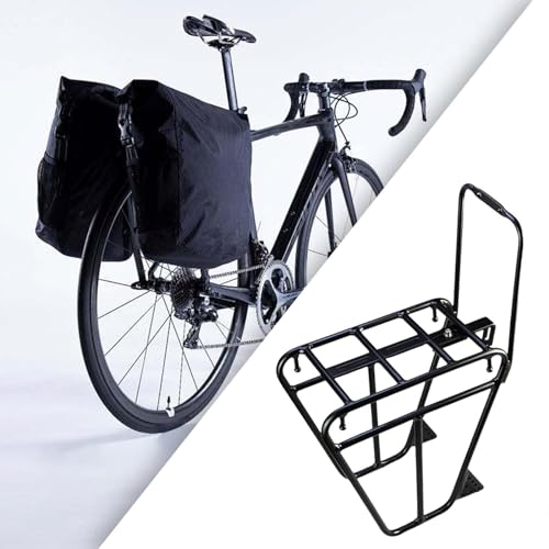 Bike Front Carrier Rack Bicycle Front Rack Adult Metal Luggage Shelf Cargo Pannier for Riding Road Bike Long Distance Cycling
