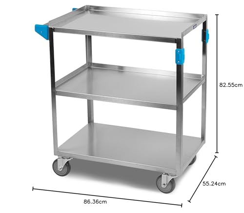 Carlisle FoodService Products Stainless Steel 3 Shelf Utility Cart, 15.5