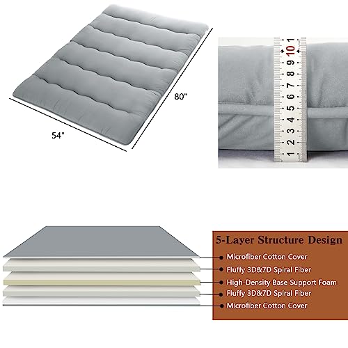 Japanese Futon Mattress Floor Mattress for Kids, Japanese Futon Floor Mattress Twin Size Sleeping Mattress for Floor, Tatami Mat, Roll Up Mattress Camping Mattress Pad, Wave Black