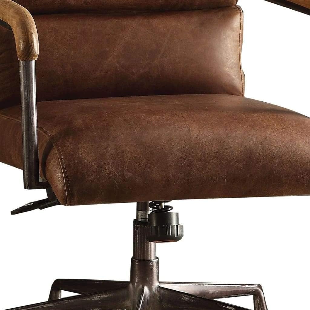 Acme Harith Office Chair in Retro Brown Top Grain Leather 92414