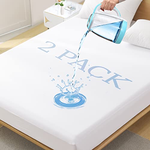 Twin XL Quilted Waterproof Mattress Pad Cover,Soft Mattress Pad Cover, Waterproof Mattress Protector Stretches up to 16” Deep Pocket-Hollow Alternative Filling-Cooling Mattress Topper