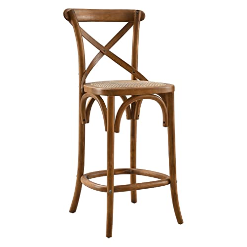Modway Gear X-Back Wood Bar Stool in White