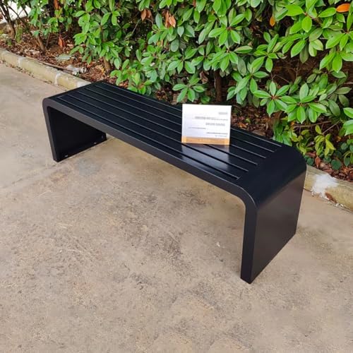 Outdoor Garden Patio Bench, Outdoor Benches Weatherproof,Porch Tables for Outside,Seat Park Bench,Metal Bench Steel Frame for Porch, Lawn, Balcony, Backyard and Park(Brown,47.2x15.8x17.8inch)