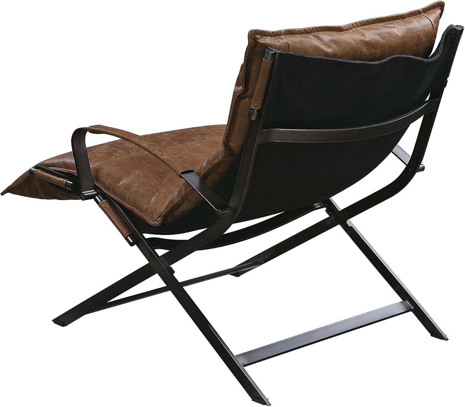 Acme Zulgaz Accent Chair in Cocoa Top Grain Leather and Matt Iron