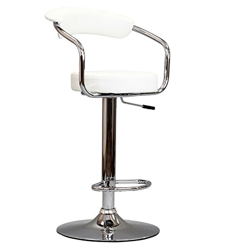 Modway Diner Vintage Modern Faux Leather Upholstered Adjustable Swivel Bar Stool in White
