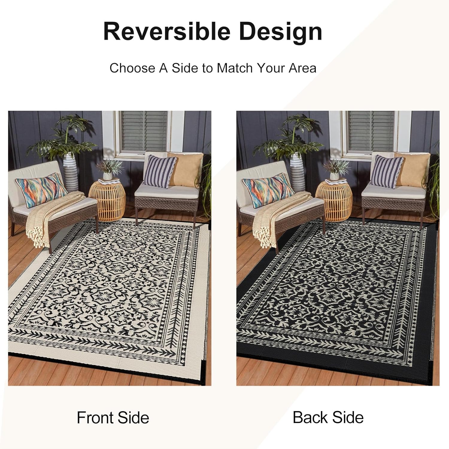 Anidaroel 6’x9’ Outdoor Rug for Patios Clearance, Waterproof Outdoor Area Rug for Patio Decor, Reversible Outdoor Plastic Straw Mat, RV Outdoor Rugs for Camping, Porch, Balcony, Backyard