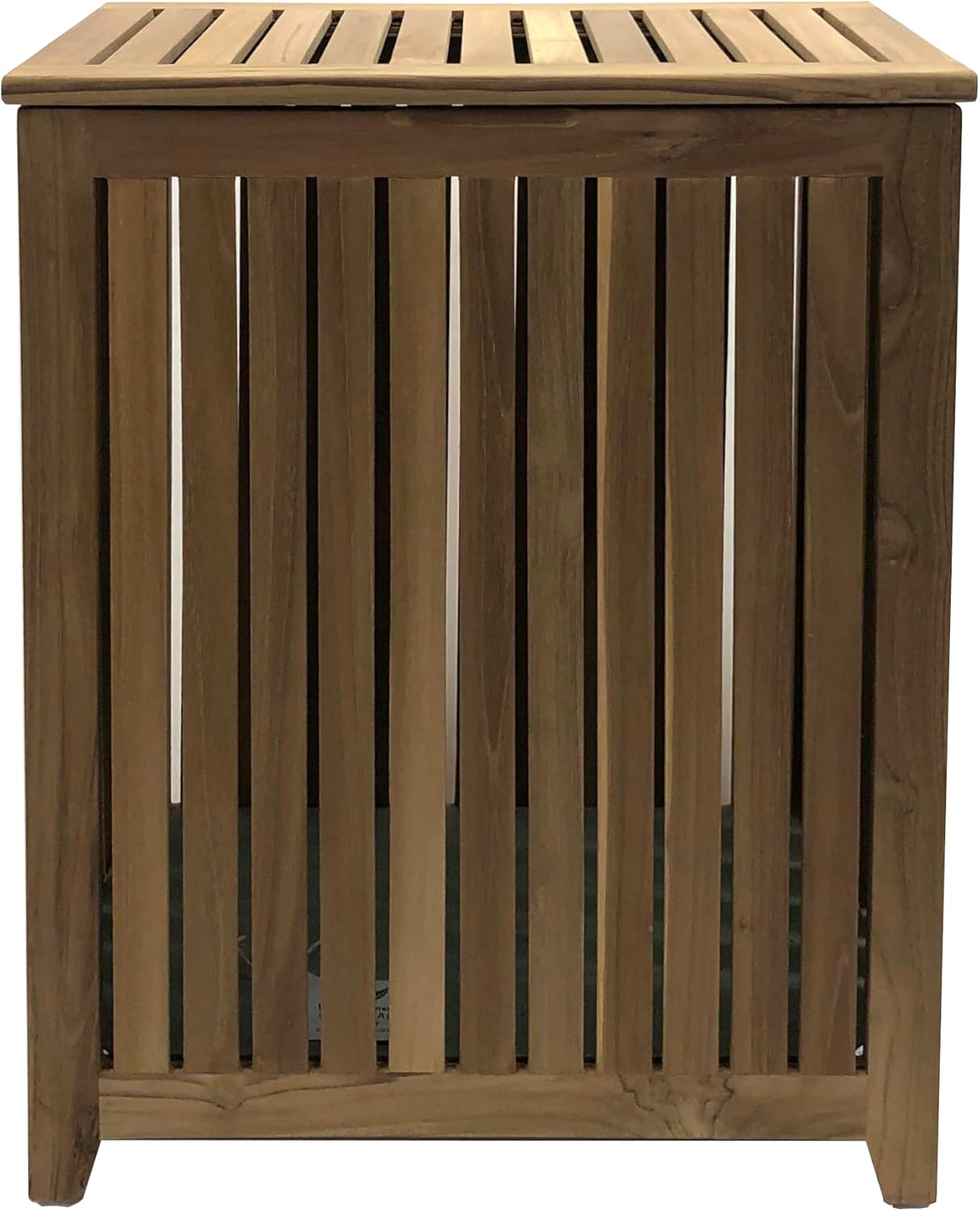 Genuine Teak Spa Style Hamper, Top Load Double Hinged Lid