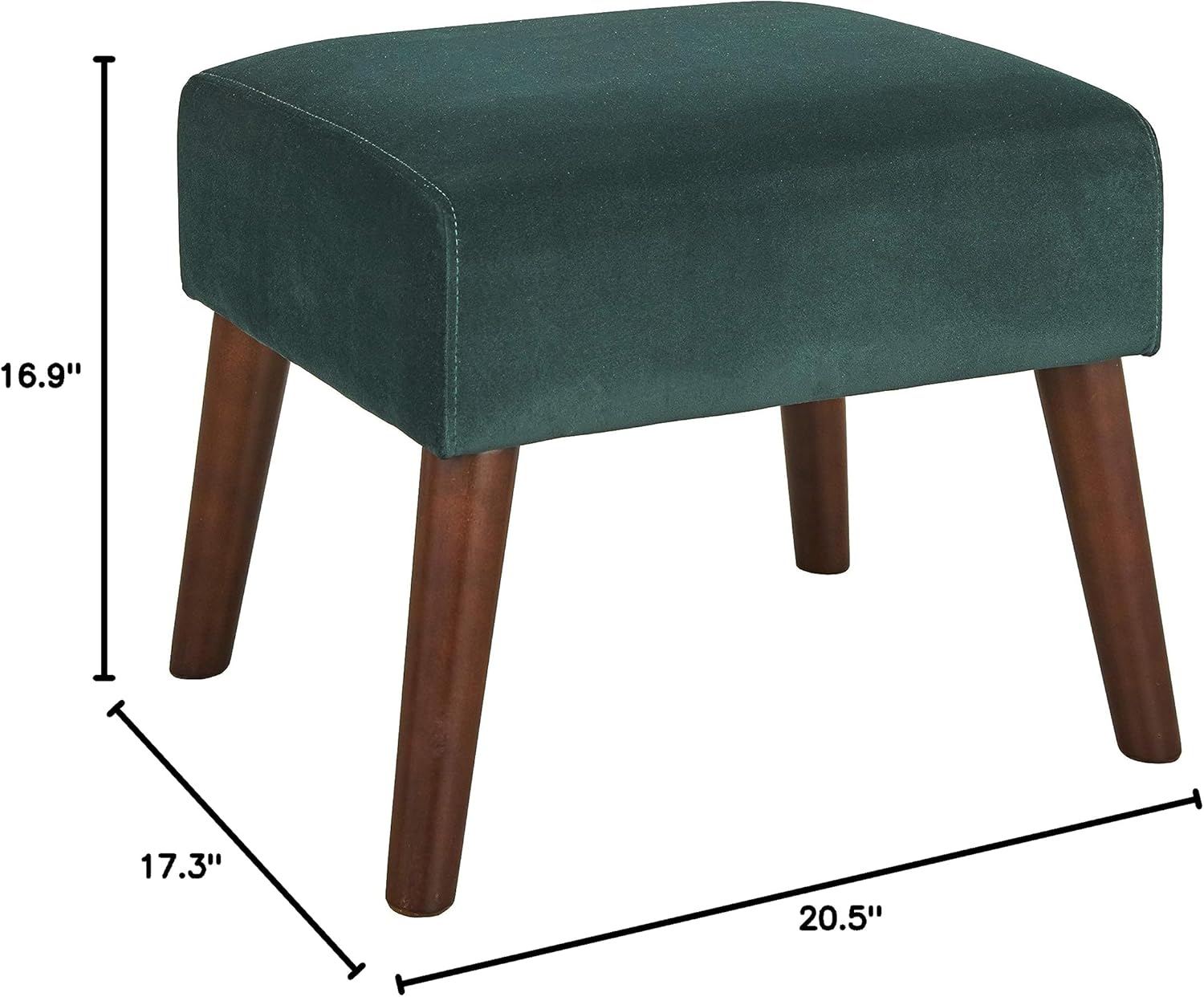 Angelo HOME, Jane, Mid Century Modern Upholstered Living Room Ottoman, 17.3