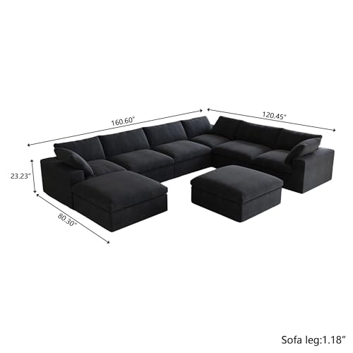 Cloud Modular Sectional Sofa,Down Filled Comfort Sofa Couch for Living Room,Minimalist Wide Deep Seat Convertible Couches,Sofa Cover Washable & Removable,White