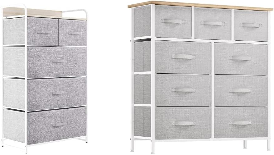 YITAHOME Fabric Dresser with 5 Drawers - Storage Tower & Dresser with 9 Drawers - Fabric Storage Tower, Organizer Unit