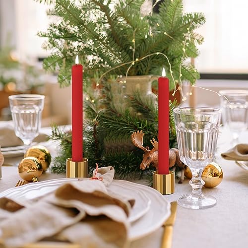 Sziqiqi Gold Metal Candle Stick Candle Holder - Tapered Candle Stand with an Aged Aluminium Finish Decorations for Fall 6 Pieces Table Centerpiece for Wedding Bathroom Fireplace Mantle