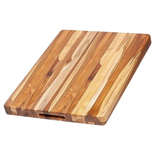 Teakhaus Cutting Board - Extra Large (XL) Wood Cutting Board with Grip Handles - Reversible Teak Edge Grain Wood - Knife Friendly - FSC Certified