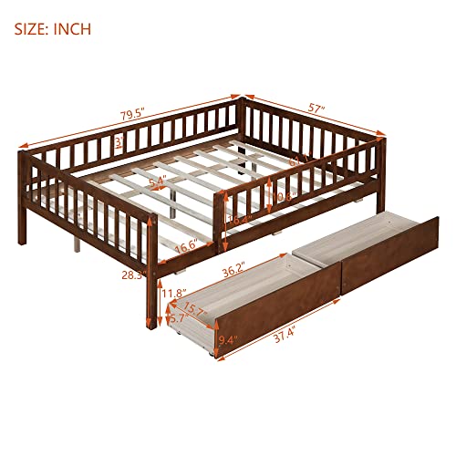 Bellemave Full Trundle beds for Kids, Daybed with Trundle, Wood Full Bed for Teens, Adults, No Box Spring Needed, White