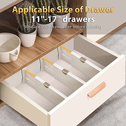 JONYJ Drawer Dividers Organizer 5 Pack, Adjustable Separators 4