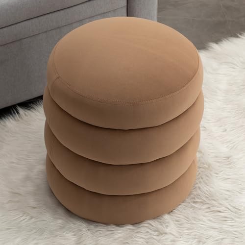 Versatile Round Ottoman Footstool with Storage, Modern Design with Soft Upholstery, Flip-Top Storage for Books, Laptops, Indoor Seating for Living Room,Bedroom (Pink Velvet,16.93