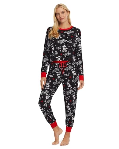 Disney Women's Mickey Mouse Since 1928 Crop Top and Jogger Pants 2 Piece Pajama Set