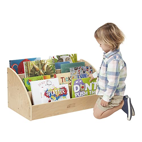 ECR4Kids Toddler Book Display, Beginner Bookshelf, White Wash