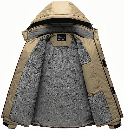 CREATMO US Men's Mountain Waterproof Ski Jacket Snowboard Jacket Windproof Snowboarding Jacket Warm Winter Coat Raincoat