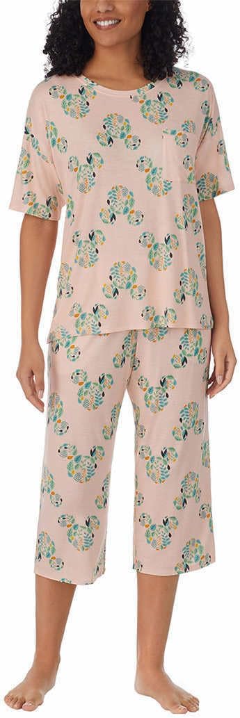 Disney Womens 2 Piece Capri Pajama Set (X-Large, Mickey Mouse Pink)