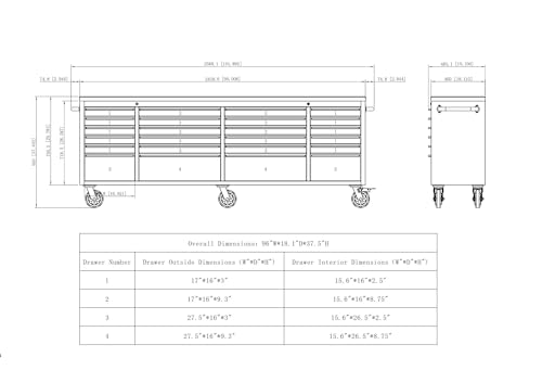 CT Copper Tailor 72-inch Tool Chest with 15 Drawers and Wheels, Mobile Garage Workbench Storage Tool Cabinet, Large Rolling Tool Box with Wood Top