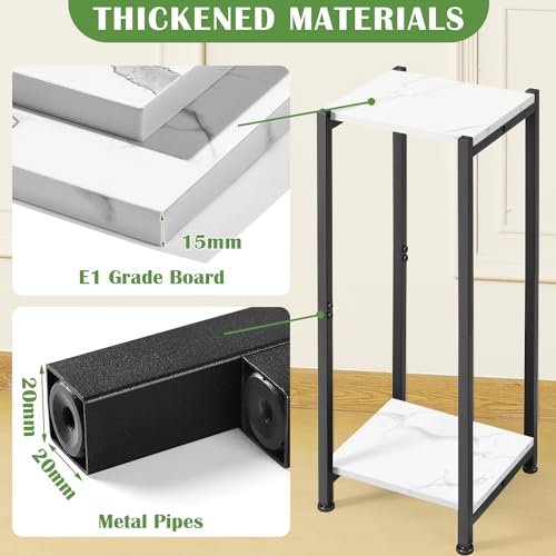 Tall Plant Stand Indoor,31 Inch Plant Stands,2 Tier Metal Plant Stand with Heavy Duty Wood,Black